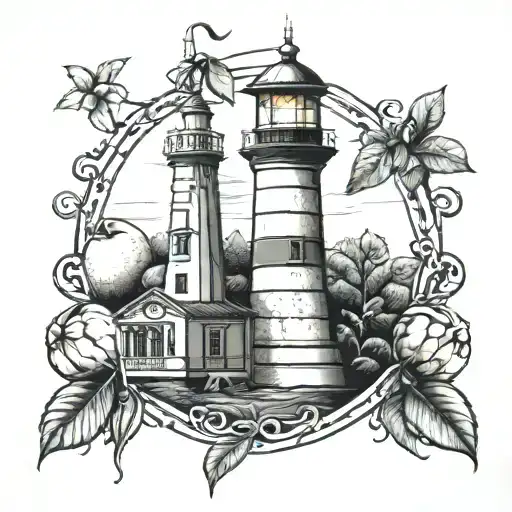 Lighthouse With Peach Fruit