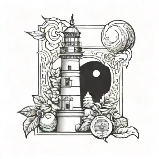Lighthouse With Peach Fruit