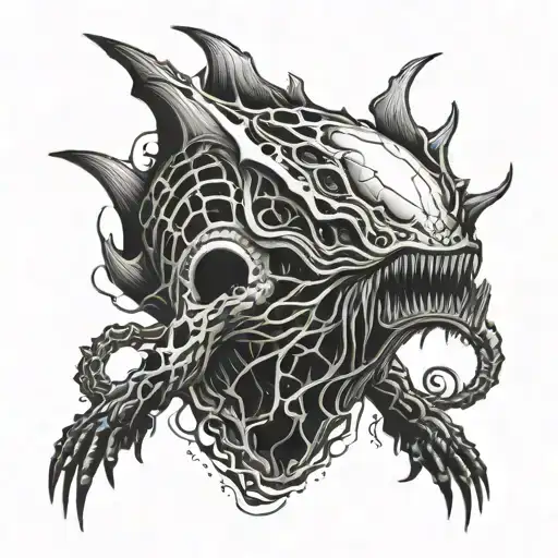 A Terrifying Alien Monster Emerging From The Depths Of The Ocean