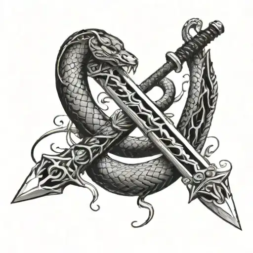 Katana And Snake Wrapped