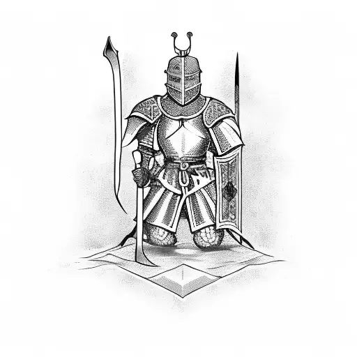 Knight On One Knee Holding Sword