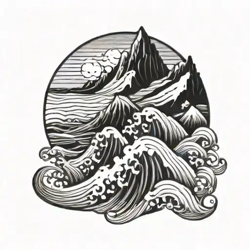 Rocky Mountains And Ocean Waves Forming