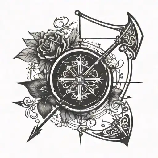 Bow And Arrow With The Initials Balc On The Arrow And Jeld And Kpcl On The Bow