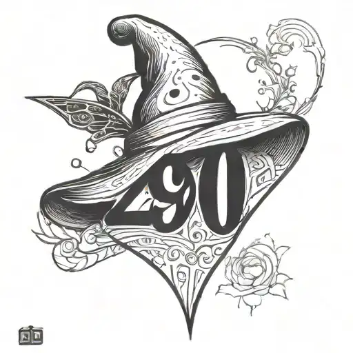 The Year Of Birth 1970 But The Zero Is A Heart And Above The Number Is A Small Witch Hat