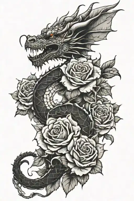 Dragon With Roses