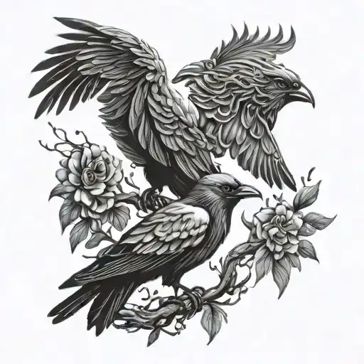 Hugin And Munin Black And White Thought And Memory