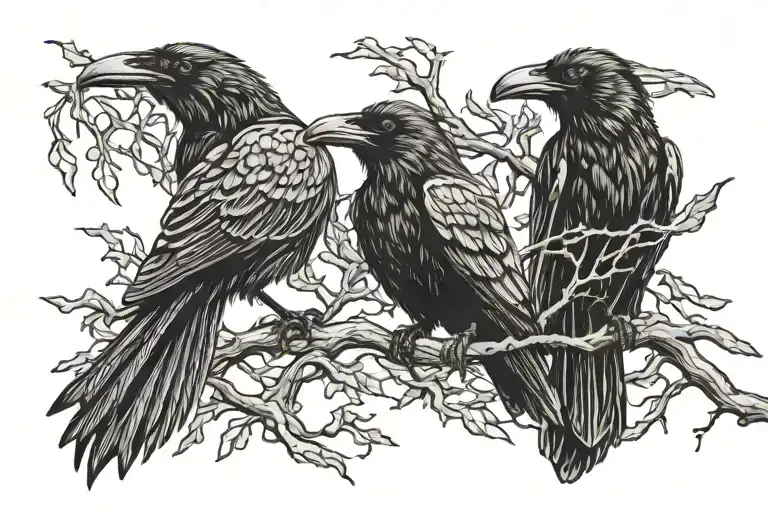 Hugin And Munin Black And White Ravens Thought And Memory Title