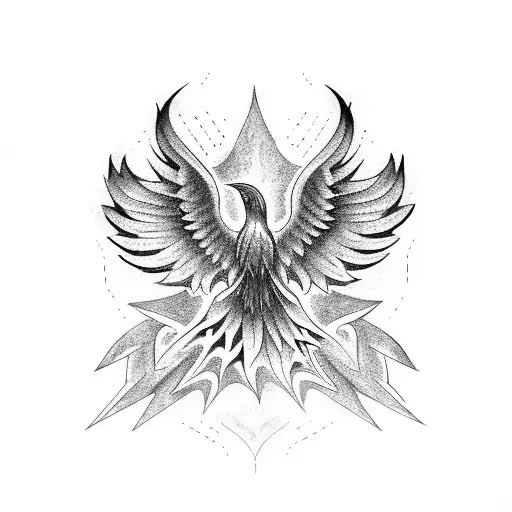 A Phoenix With Wings Made Up Of Architectural Elements