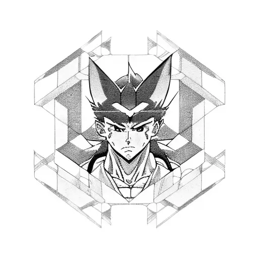 Combine Elements From Yuyu Hakusho And Demon Slayer In A Geometric Design