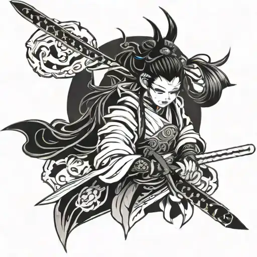 Girl Demon Samurai With Sword
