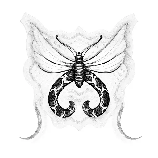Semicolon Butterfly Surrounded By A Snake