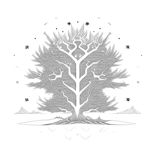 Traditional Norwegian Tree With Metis Cree Elements