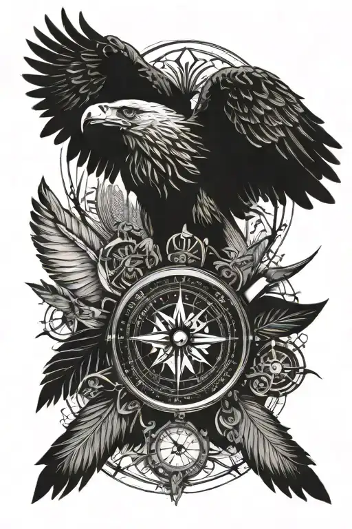 Compass With Eagle Wings Spread