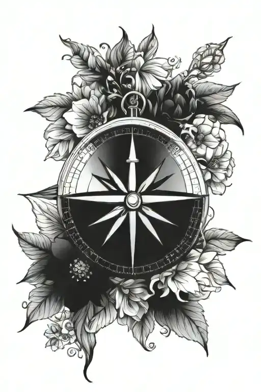 Compass With Flowers