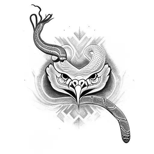 Twin Head Eagle Holding A Snake