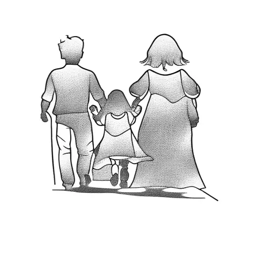 4 Family Silhoute 1 Little Girl Bigger Boy And Mom And Dad