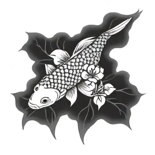 Koi Fish And Flower