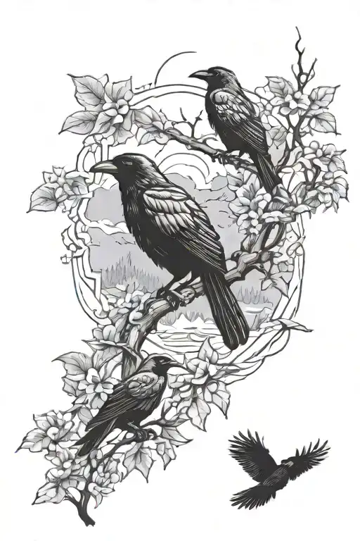 Crows And Nature Scene