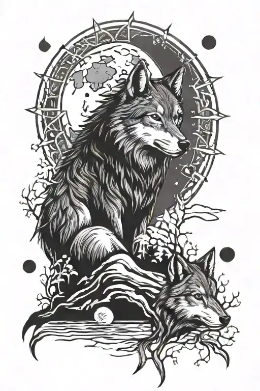 Wolf And Moon