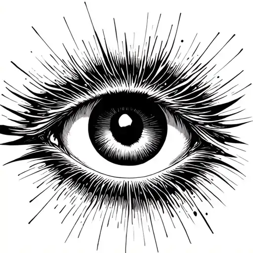 A Suminagash Composition With Eyes And A Black Hole