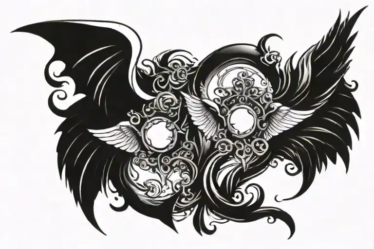 Devil And Angel Wing Attached