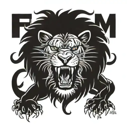 Lion Roaring With Alphabet Agdym