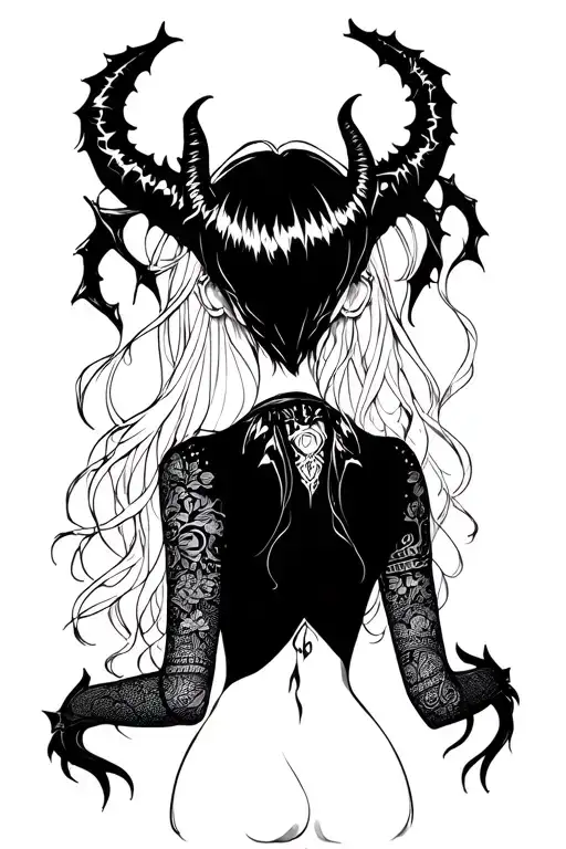 Cute Demon Girl Backview