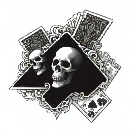 Skull And Cards Forming The Shape