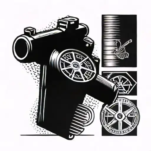 Combine Movie Reel Imagery With Police Badge Symbols In A Unique Forearm