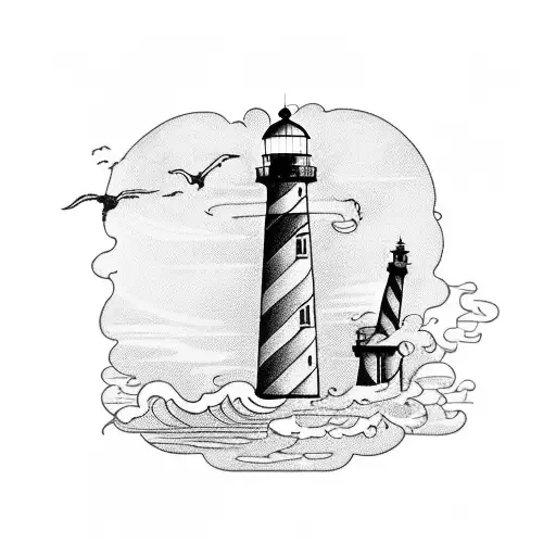 Incorporate A Lighthouse With The Word 'Faith' Seamlessly Integrated Into Its