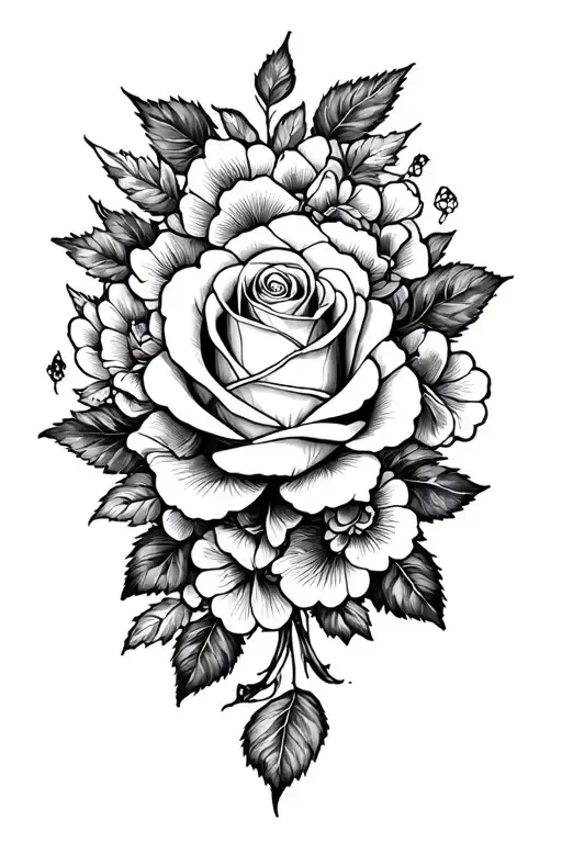 Family And Rose Surrounded