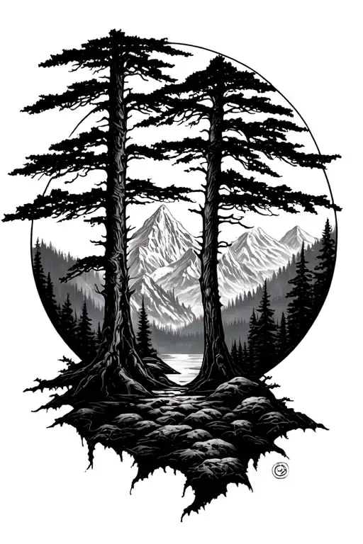 Forest Scene With A Hidden Fantasy Scene Mountain Background