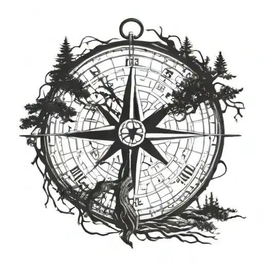 Compass Behind Tree