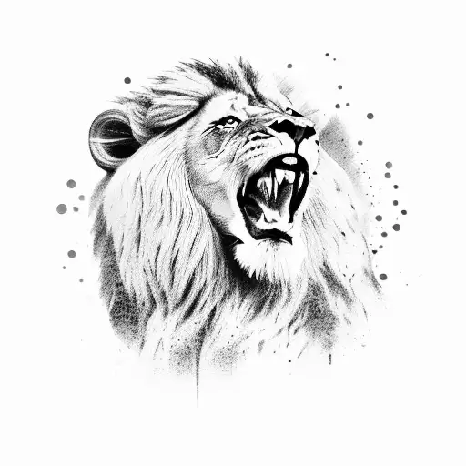 Lion Roaring With Lightning Behind It