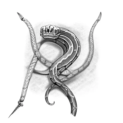 Snake Skeleton Wrapped Around Thigh