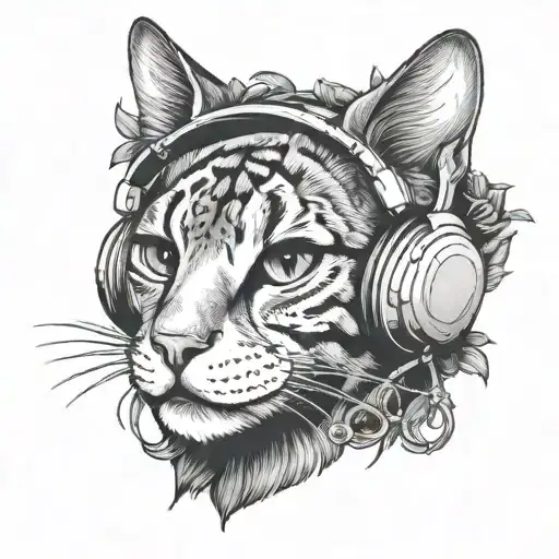 Cat Wearing Headphones