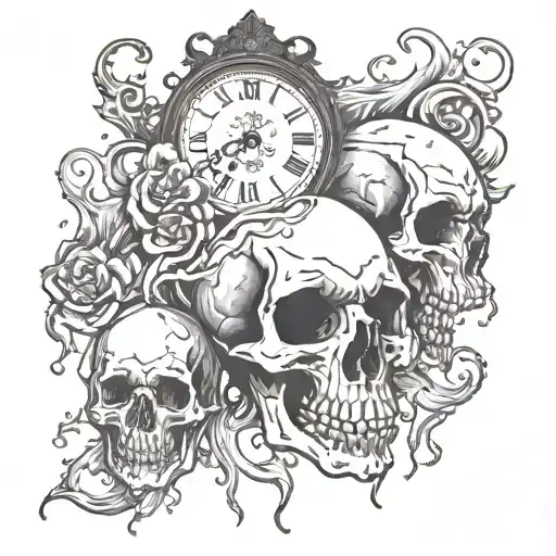 Melting Skulls And Clock