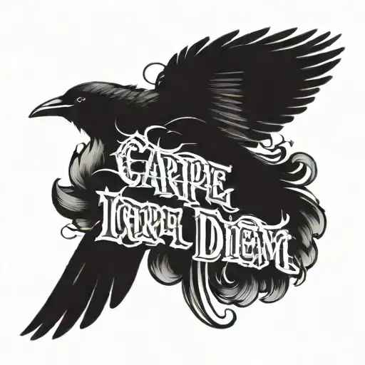 The Words Carpe Diem In Typewriter Font With A Small Black Crow Near It