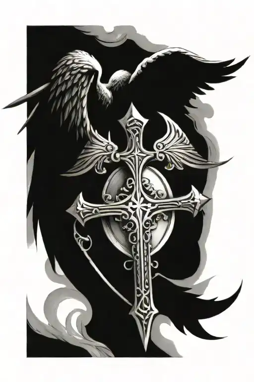 Sword Shield Cross Angel Wings