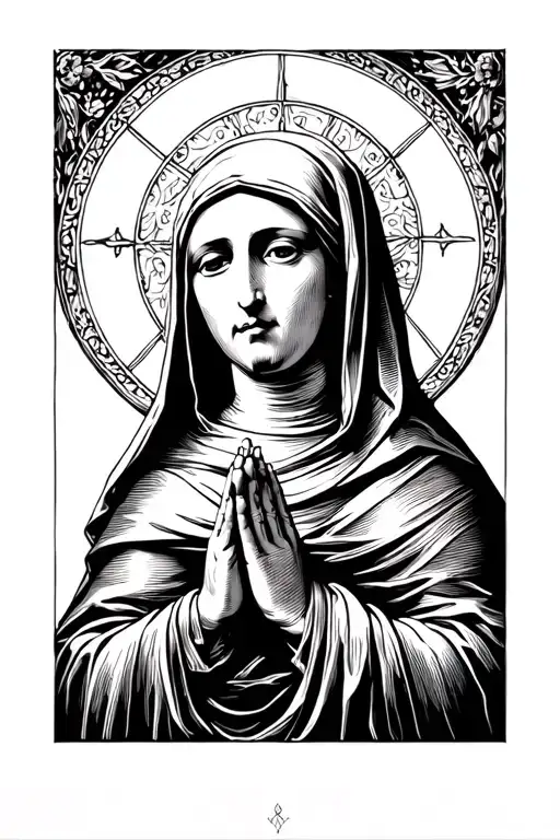 Dark Style Saint Catherine Of Sienna Praying