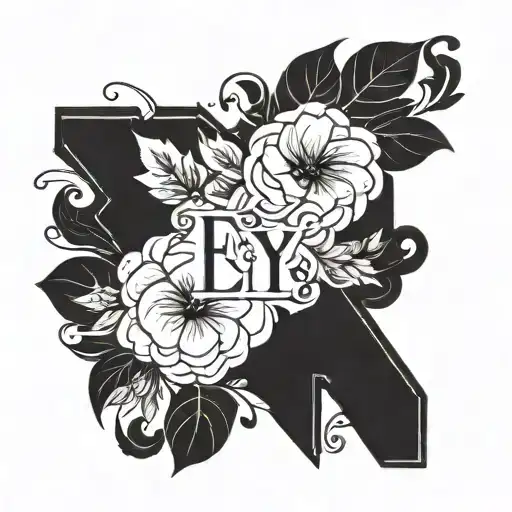 A Floral Line On The Arm With The Initials Ejy