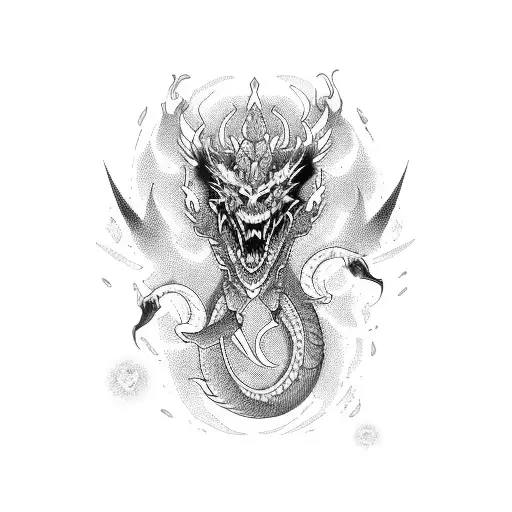 Japanese Dragon With Writing