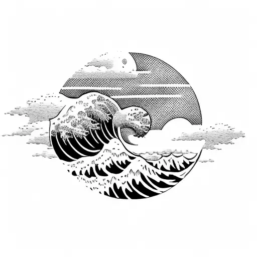 Wave With Sun On Backround