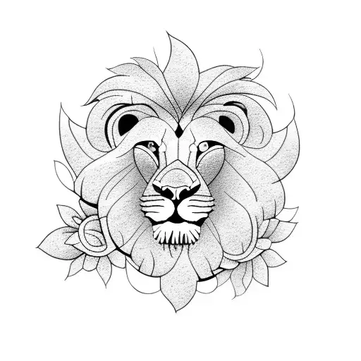 Lion With Flowers
