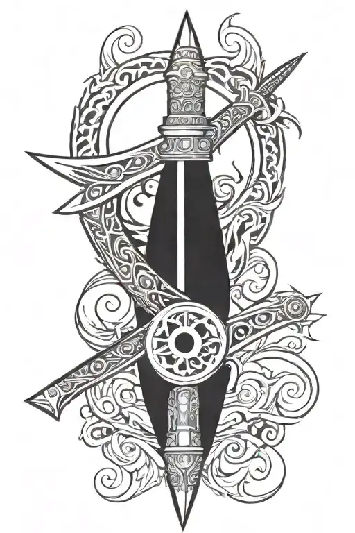 Tribal Dagger With Yin And Yang Symbol