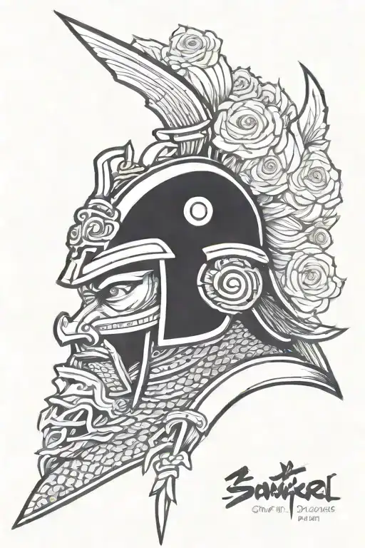 Samurai Head With Helmet