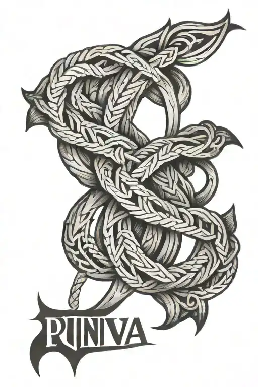 Runic Name Freya Symbol With Braided Rope