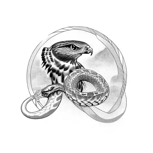 Peregrin Hawk Killing A Snake