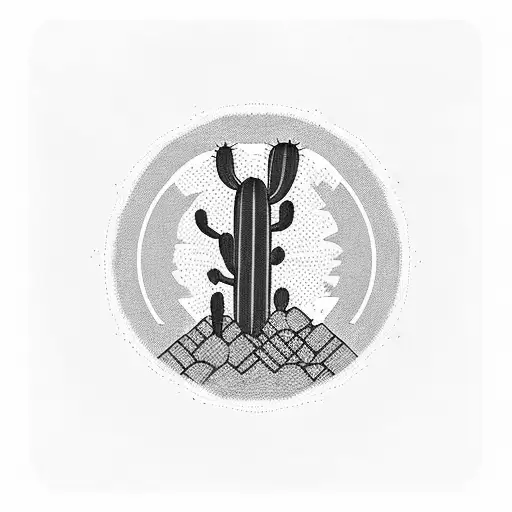 Single Cactus In Desert