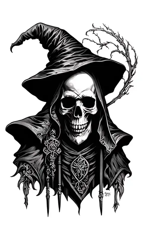 Skull In A Wizard Hood
